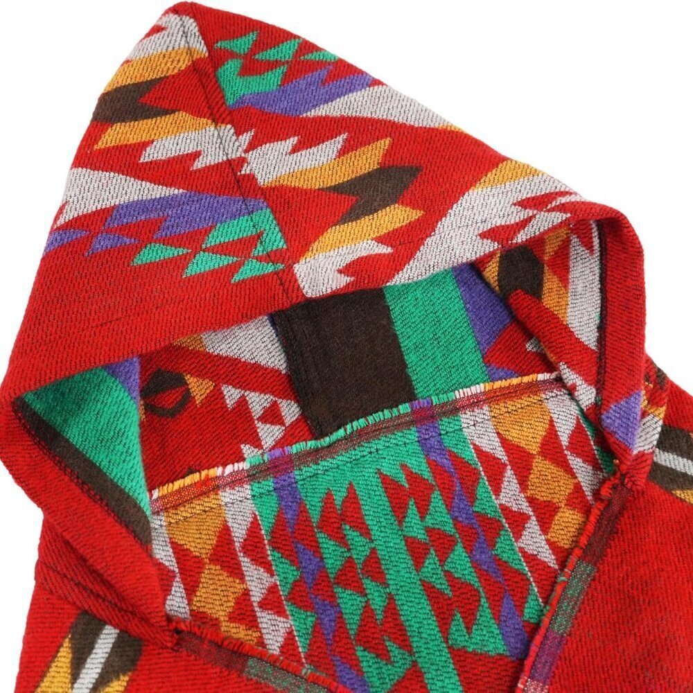 Women's Bohemian Shawl Fringe Poncho Vintage Patterned Cozy Wrap Lightweight - Picture 3 of 7